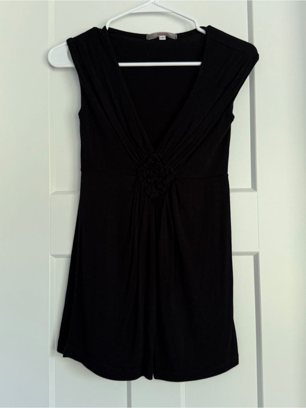 Black V-Neck Sleeveless Top with Knot Detail